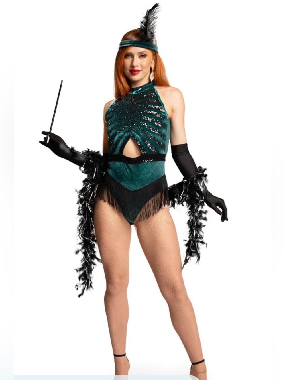 NWT Tipsy Elves Women’s 1920’s Green Sequined Flapper Costume Bodysuit- Size XL